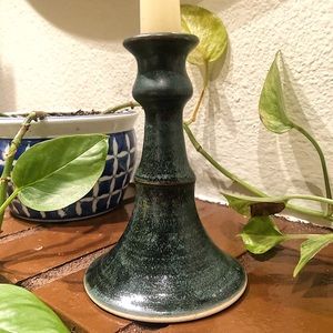 Ceramic Pottery Candlestick Blue/Teal